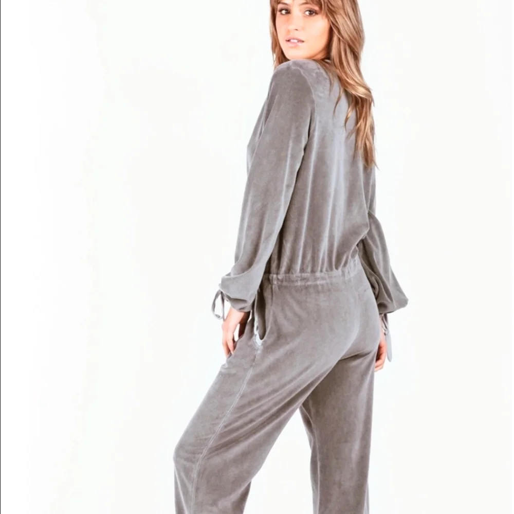 Lavender Gray Velour Lounge Jumpsuit XS - Young Fabulous Broke